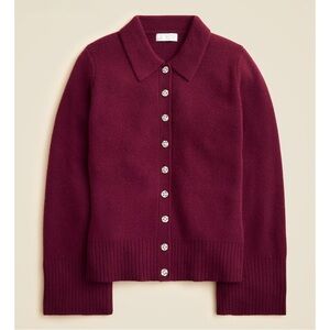 NWT J. Crew Milano-stitch Cinched-waist Cardigan Embellished buttons Burgundy